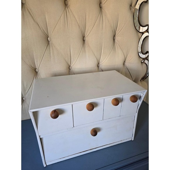 Vintage Krestline Bread Box with 4 Drawers – White Metal Kitchen Organizer – USA - Picture 2 of 11